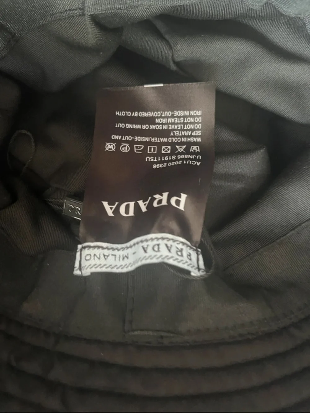 Prada Black Nylon Bucket Hat with Triangle Logo